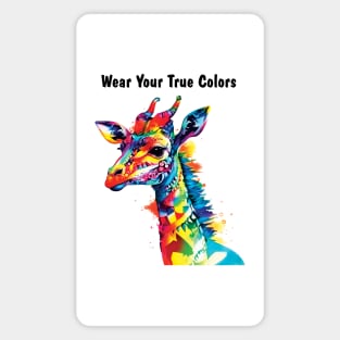 Wear Your True Colors Giraffe Watercolor AI Digital Art Magnet